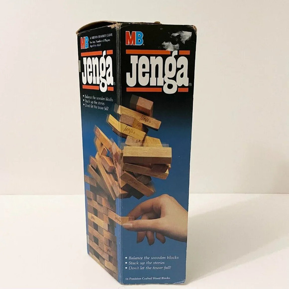 Vintage 1986 Jenga Milton Bradley Game Damaged Box - Picture 5 of 16